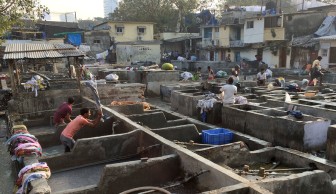 Mumbai's open-air laundry is called the Dhobi Ghat. Laundry is collected throughout Mumbai by bicycle and cart and delivered to the Dhobi Ghat each day.
